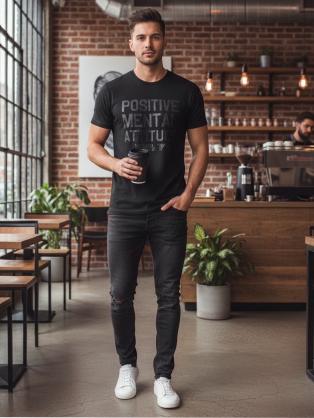 Iron Fist Athletic Positive Mental Attitude Black Tee Shirt Mens Large Unisex